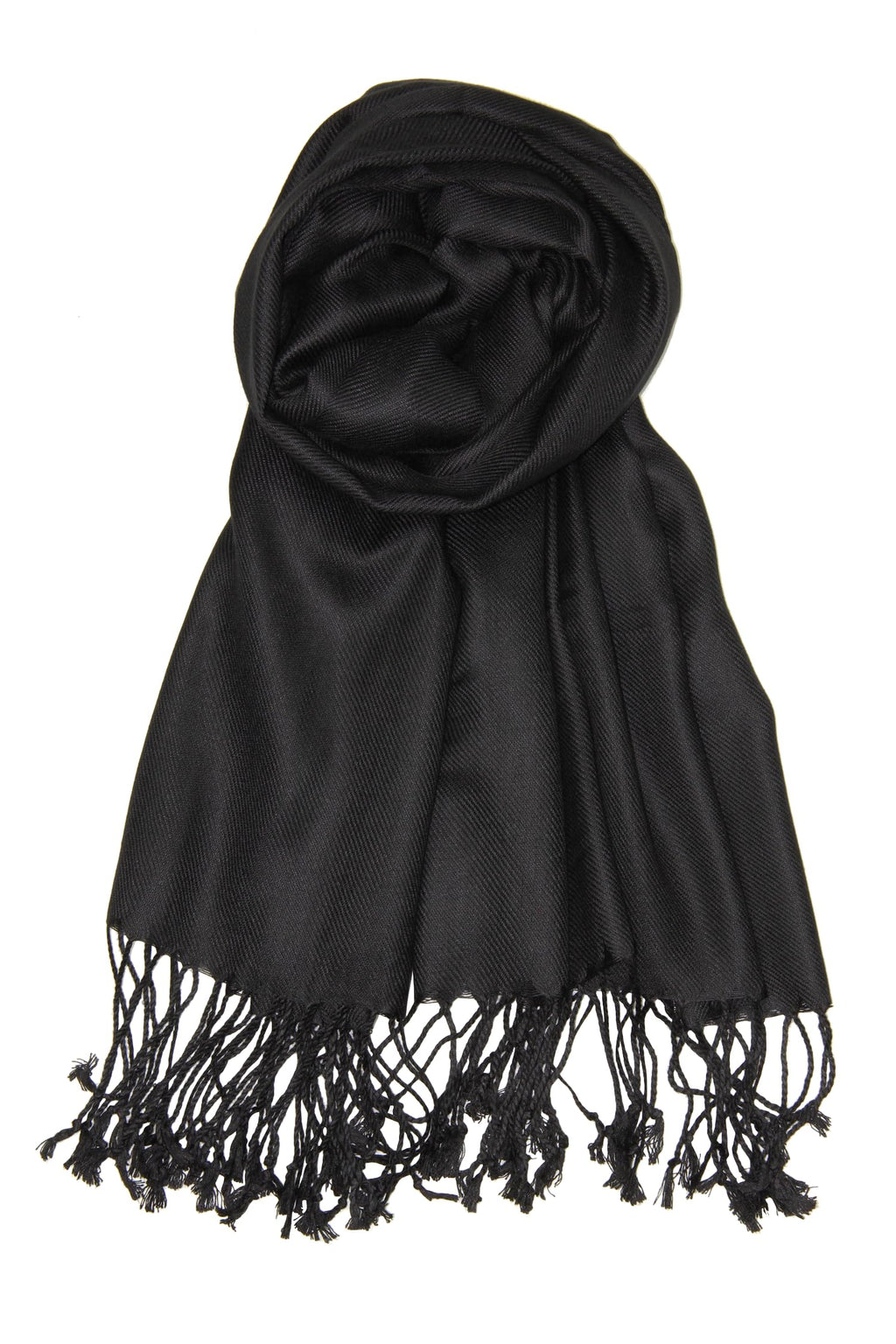 Achillea Large Soft Silky Pashmina Shawl Wrap Scarf In Solid Colors (Black)