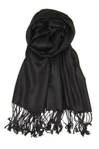 Achillea Large Soft Silky Pashmina Shawl Wrap Scarf In Solid Colors (Black)