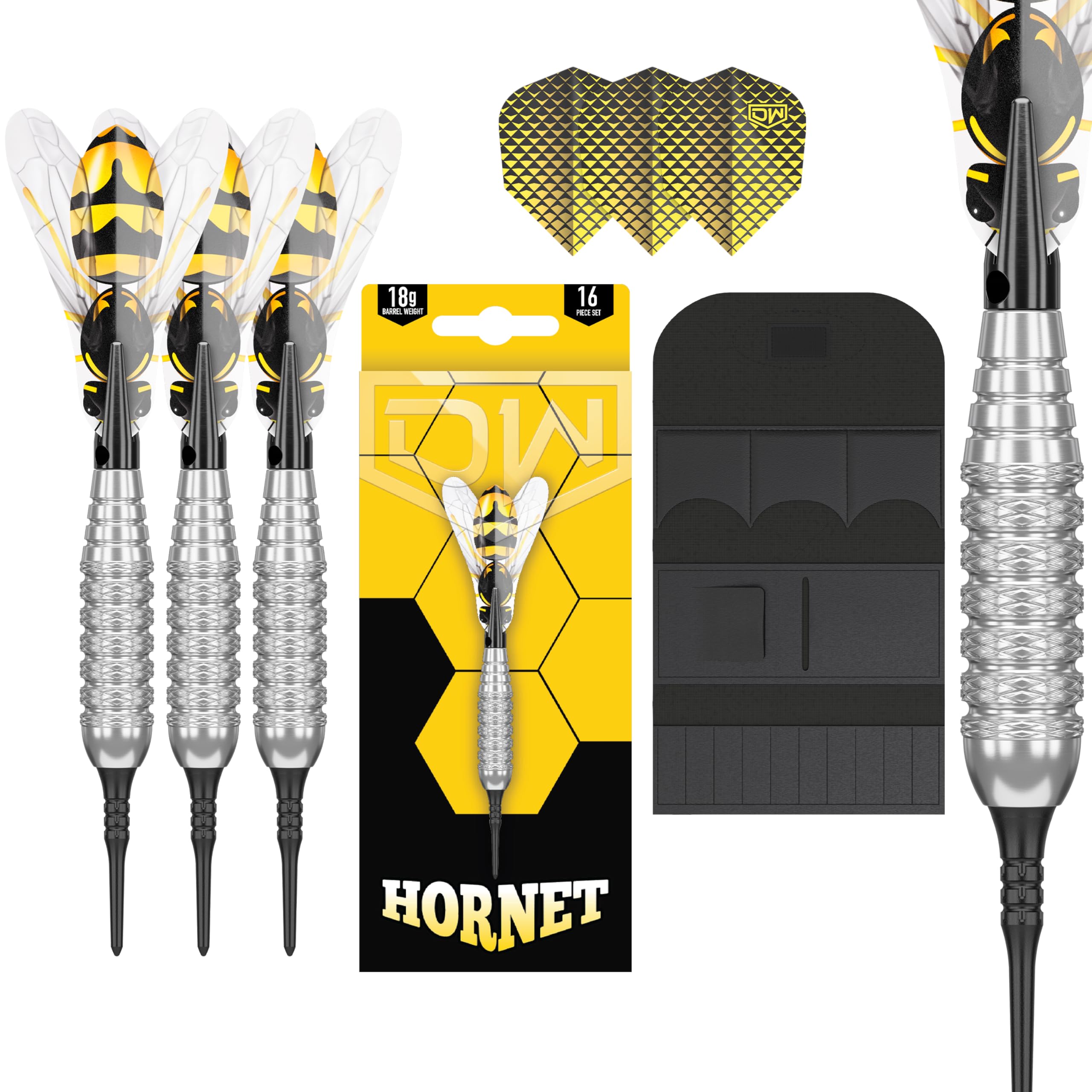 Dart World 26518 Hornet Brass Soft Tip Dart (18-Gram), Multi Colored, Precision Balanced, Accurate, And Durable - Perfect For Pr