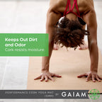 Gaiam Yoga Mat Cork - Great For Hot Yoga, Pilates (68-Inch X 24-Inch X 5Mm Thick), Black/Brown