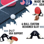 Iron American Elite Ping Pong And Table Tennis Storage Rack, Made In Usa - 1.375 Inch Slot For Balls And 3.25 Inch Slot For Padd