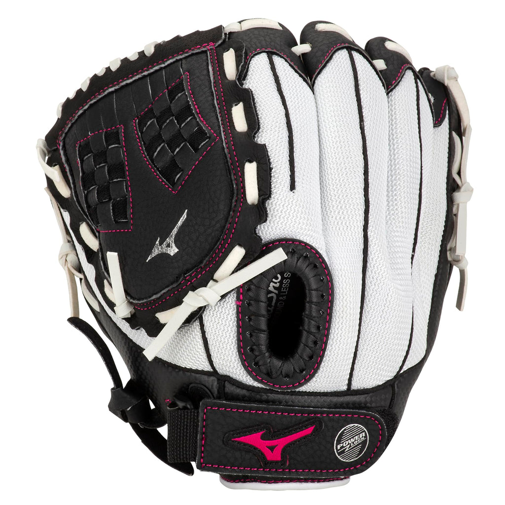 Mizuno Gpp1155F3 Prospect Finch Series Youth Softball Gloves, 11.5'', Left Hand, White/Black/Pink Trident Web