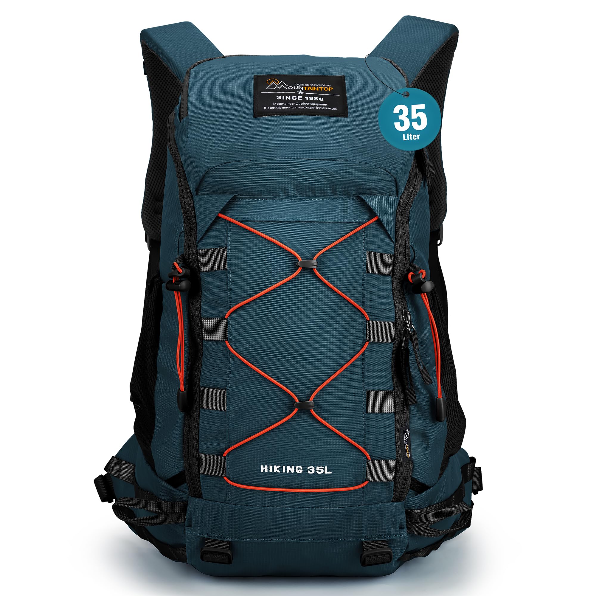 MOUNTAINTOP 35L Hiking Backpack, Lightweight Outdoor Travel Camping Daypack with Rain Cover for Men & Women(Blue)