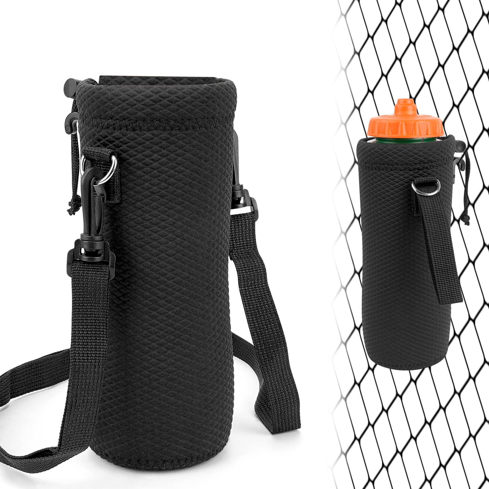 Linkidea Water Bottle Carrier with Fence Hook Compatible with Gatorade Plastic Squeeze 32oz, YETI Rambler 18oz, Sport Waterbottl