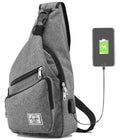 15.4 Sling Bag for Men Crossbody Shoulder Chest Bags Nylon for Travel Gym Sport Hiking with USB Charger Port