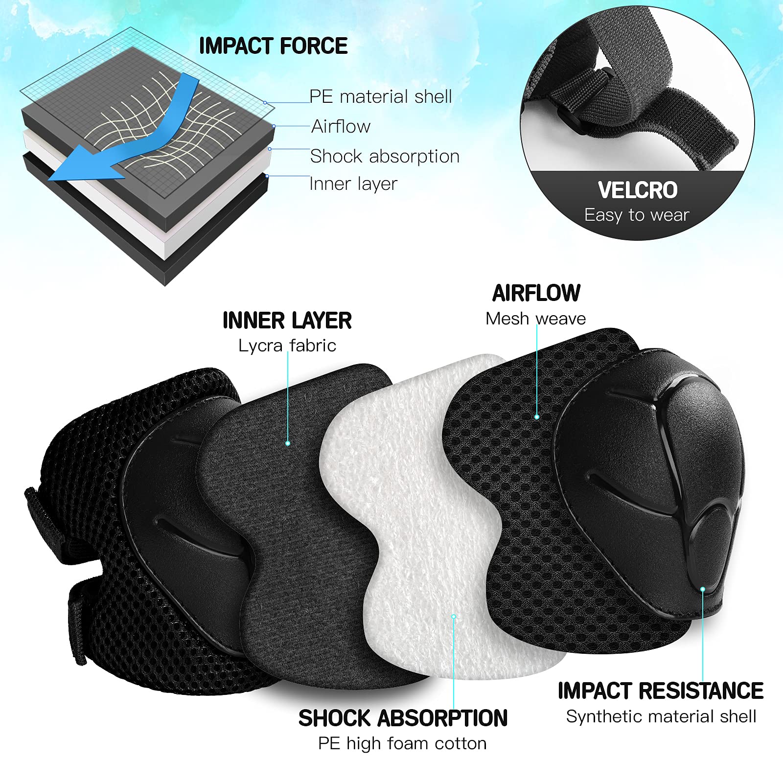 Wemfg Kids Protective Gear Set Knee Pads For Kids 3-14 Years Toddler Knee And Elbow Pads With Wrist Guards 3 In 1 For Skating Cy