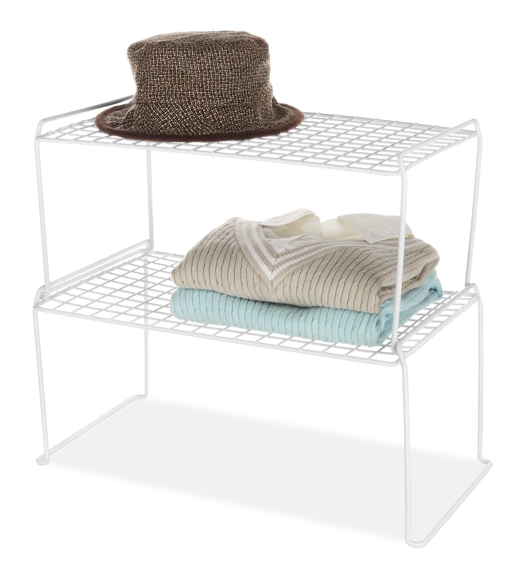 6030788 Stackable Shelf Wht 9''''H Whitmor 9 In. H X 20 In. W X 12 In. L White Stackable Shelf (Pack Of 1)
