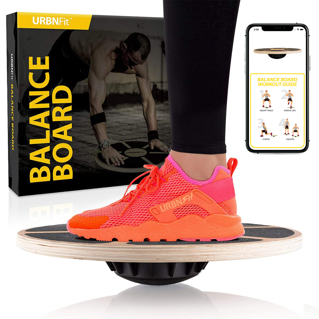 Urbnfit Balance Board Trainer - Wooden Wobble Balancing Board For Core Stability, Strength Training & Flexibility - Wobble Board