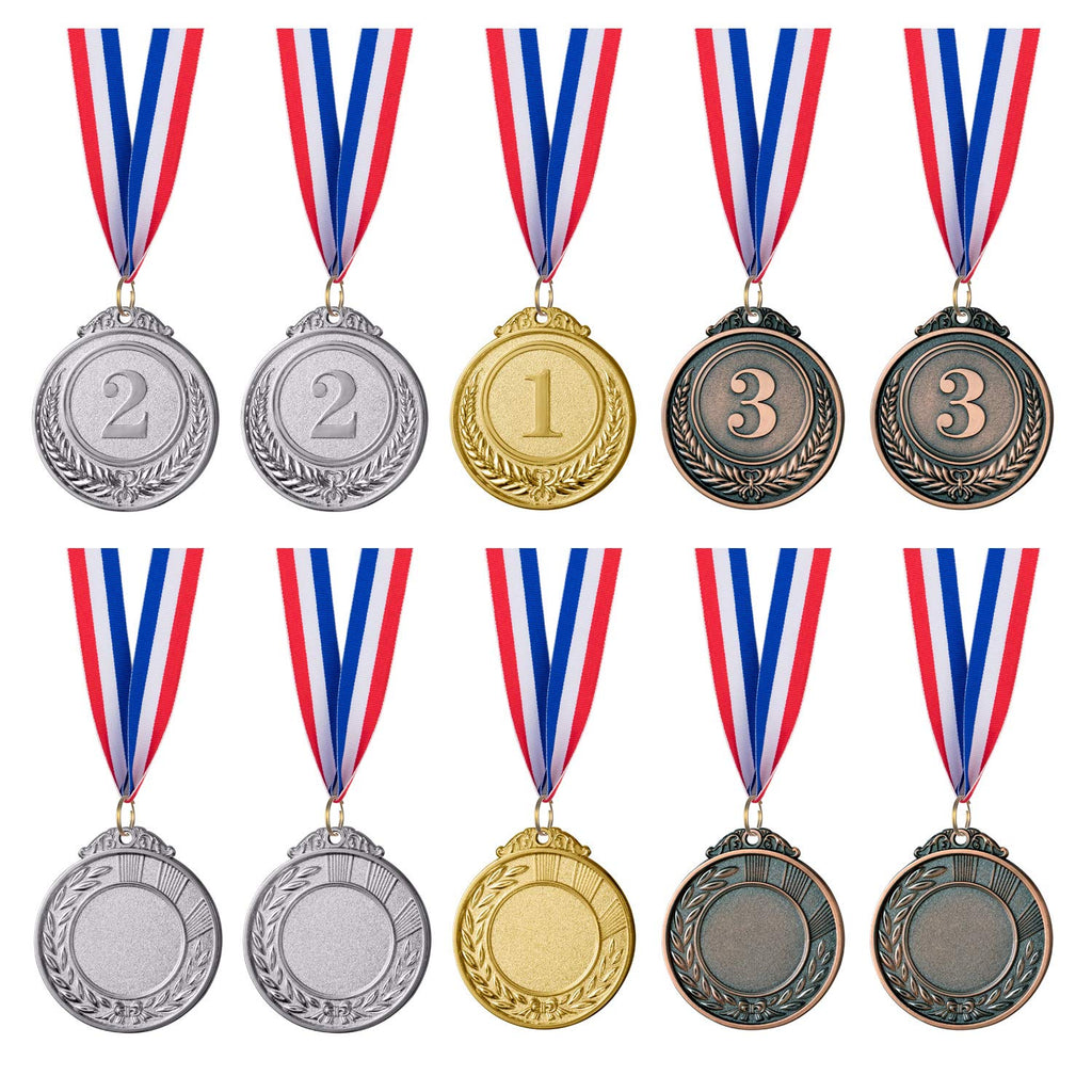 Favide 12 Pieces Gold Silver Bronze Award Medals-Winner Medals Gold Silver Bronze Prizes For Competitions, Party,Olympic Style,