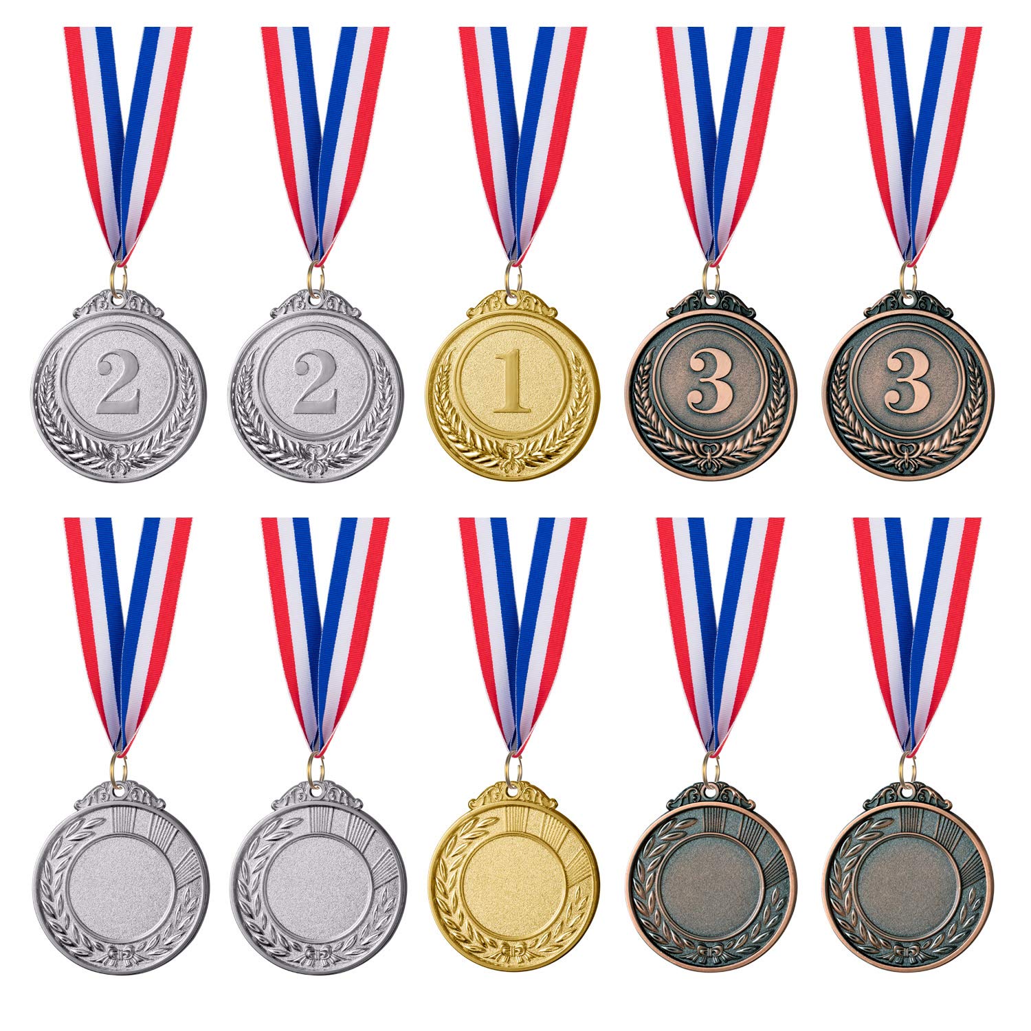 Favide 12 Pieces Gold Silver Bronze Award Medals-Winner Medals Gold Silver Bronze Prizes For Competitions, Party,Olympic Style,