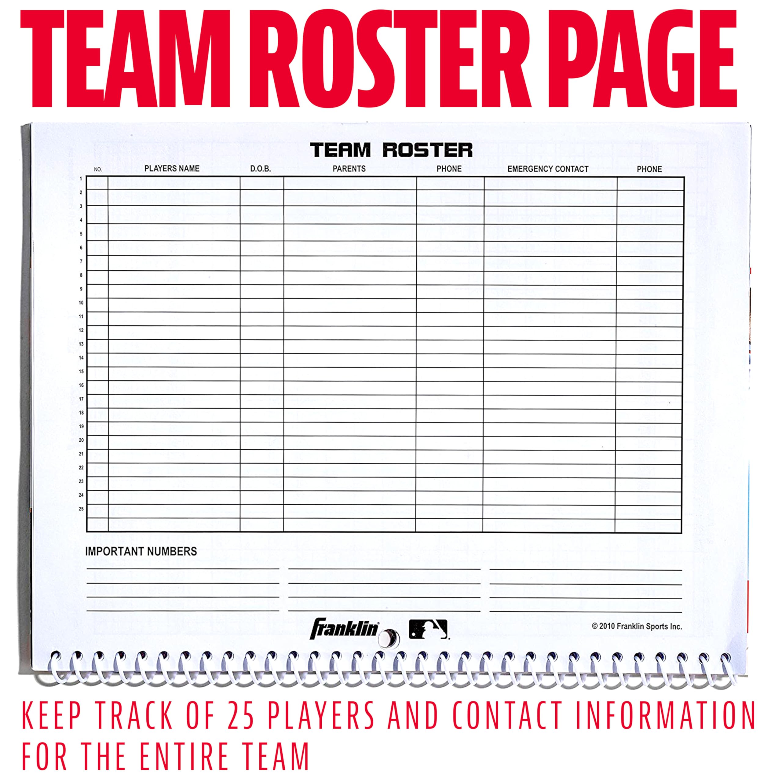 Franklin Sports Baseball + Softball Scorebook - Score Keeping Book For Stats Coaching Official Scorekeeper 25 Game