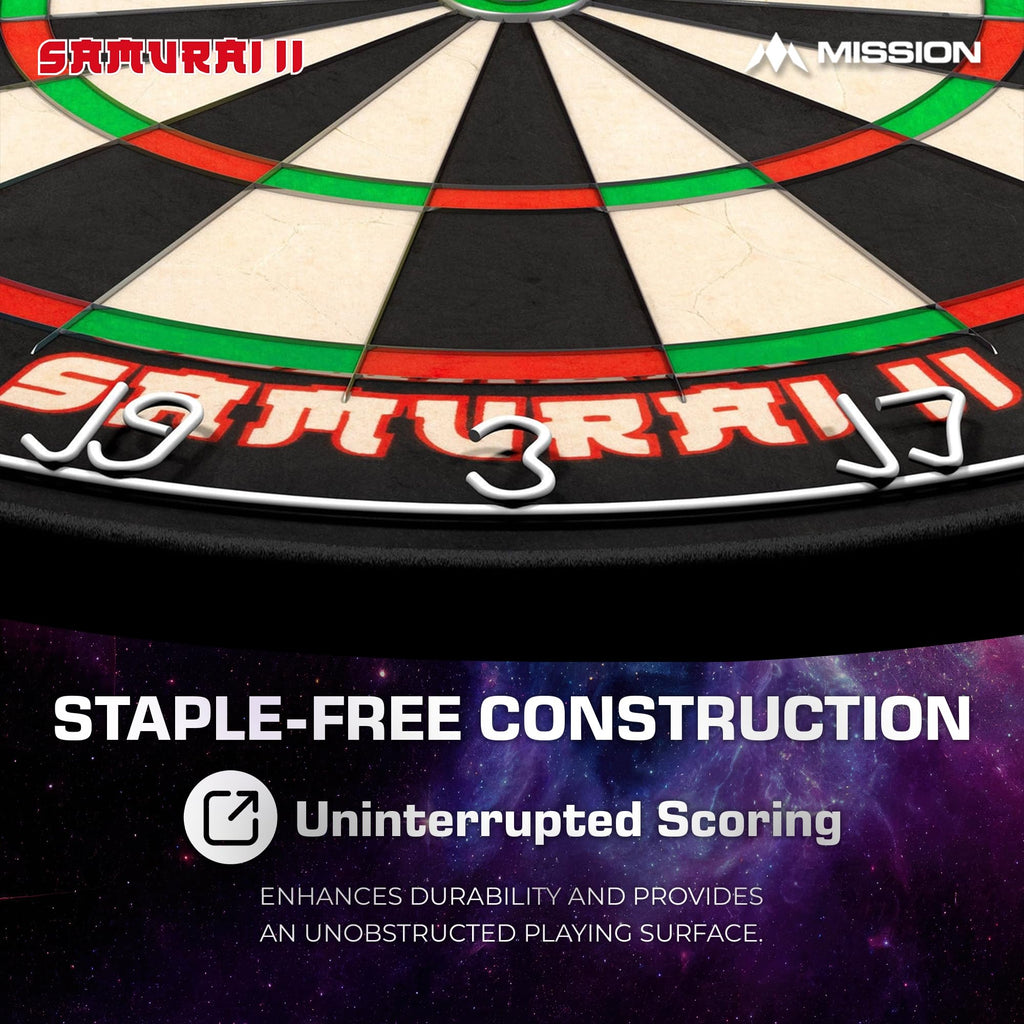 Mission Darts Db023 Samurai Ii  Professional Competition Standard Dartboard With Ultra Thin Wire Construction And Non Fade Colou