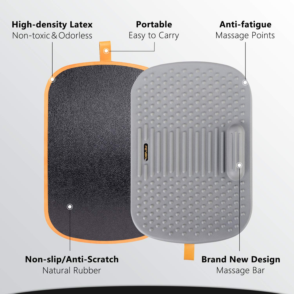 Fezibo Standing Desk Mat With Anti Fatigue Bar, Wooden Wobble Balance Board With Ergonomic Design Comfort Floor Mat (Medium, Alt