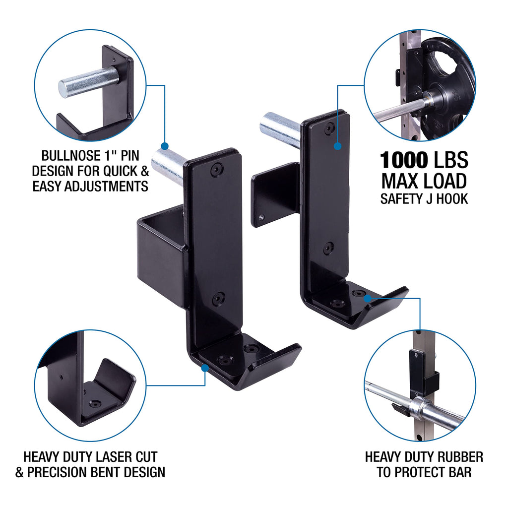Amstaff Fitness J-Hooks Power Rack For 2.5'' X 2.5'' Tube Squat Rack Attachment, J Cups Barbell Holder For Power Cage, Heavy Dut