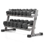 Xmark 380 Lb Rubber Encased Exercise & Fitness Hex Dumbbell Set, Dumbbell Set And Heavy Duty Dumbbell Rack, 10 To 50 Lb Hex Dumb