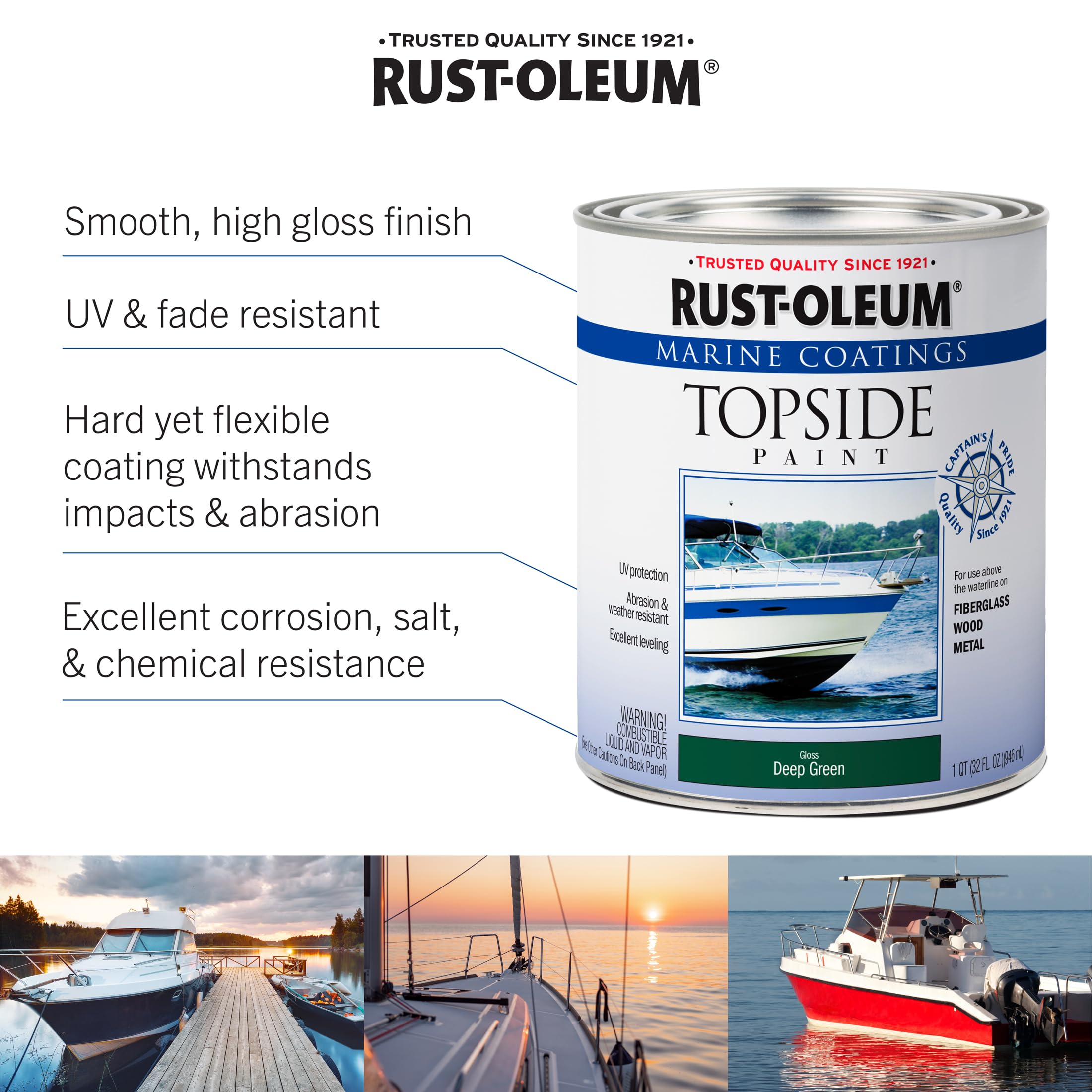 Rust-Oleum Available 207005 Marine Topside Enamel Paint, Battleship Gray, 1-Quart, 32 Fl Oz (Pack Of 1)(Packaging May Vary)