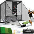 Golf Practice Hitting Net for Driving Real Balls, Indoor Chipping Swing Training Nets with Side Barriers Impact Target, 10 x 7.5