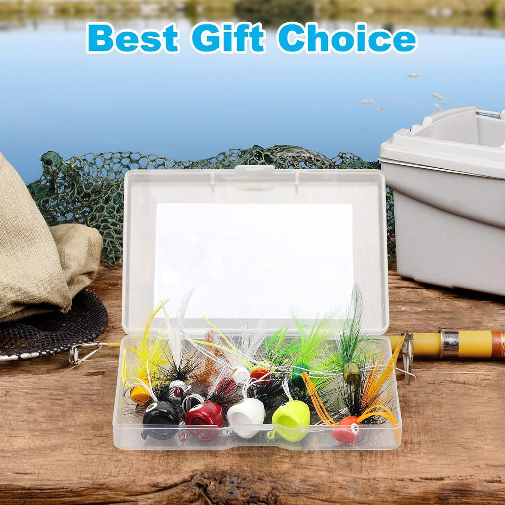 Ansnbo 12 Pcs Fly Fishing Popper Flies, Fly Popper Lures Bass Panfish Bluegill Crappie Popping Bug Sunfish Trout Salmon Poppers