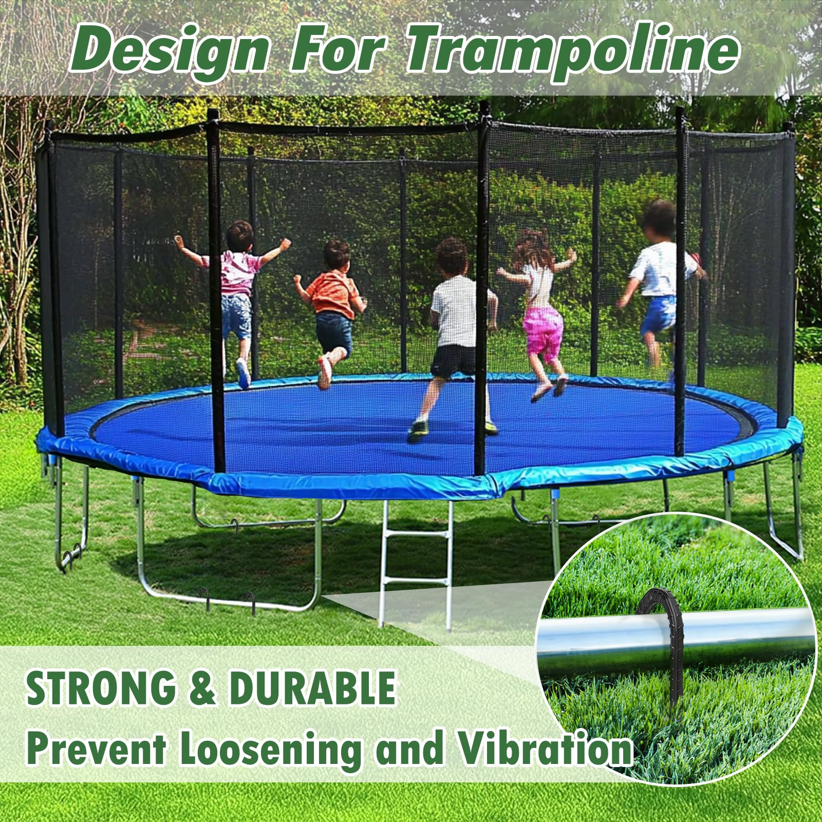 Trampoline Ground Wind Stakes Anchors High Wind Heavy Duty, 8 Pack 12 Inch U-Shaped Rebar Tent Stakes For Camping Tents, Soccer