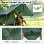 Free Soldier Camping Tarp Waterproof Portable Multifunctional Outdoor Traveling Awning Backpacking Shelter Rain Tarp (Lake Green