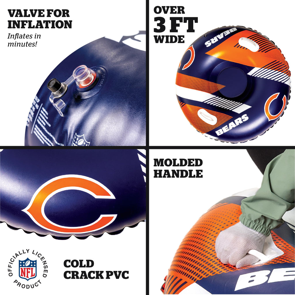 Bigmouth Chicago Bears Nfl Fan Gear Outdoor Toys, Officially Licensed - Inflatble Snow Tube With Handles