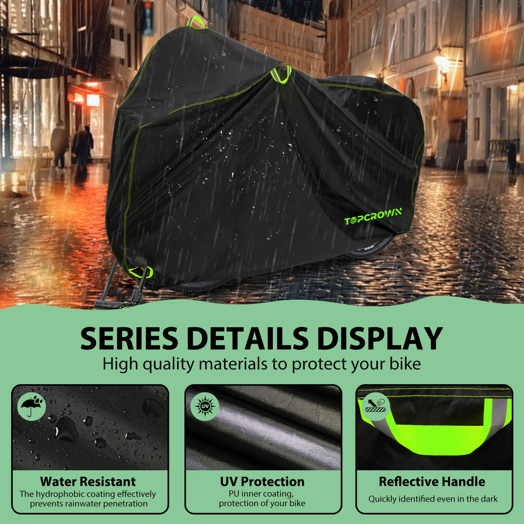 Topcrown Bike Cover Waterproof Outdoor Storage For 2 Bikes Up To 29'', Bicycle Cover With Storage Bag, Rain/Snow/Uv/Dust/Wind Pr