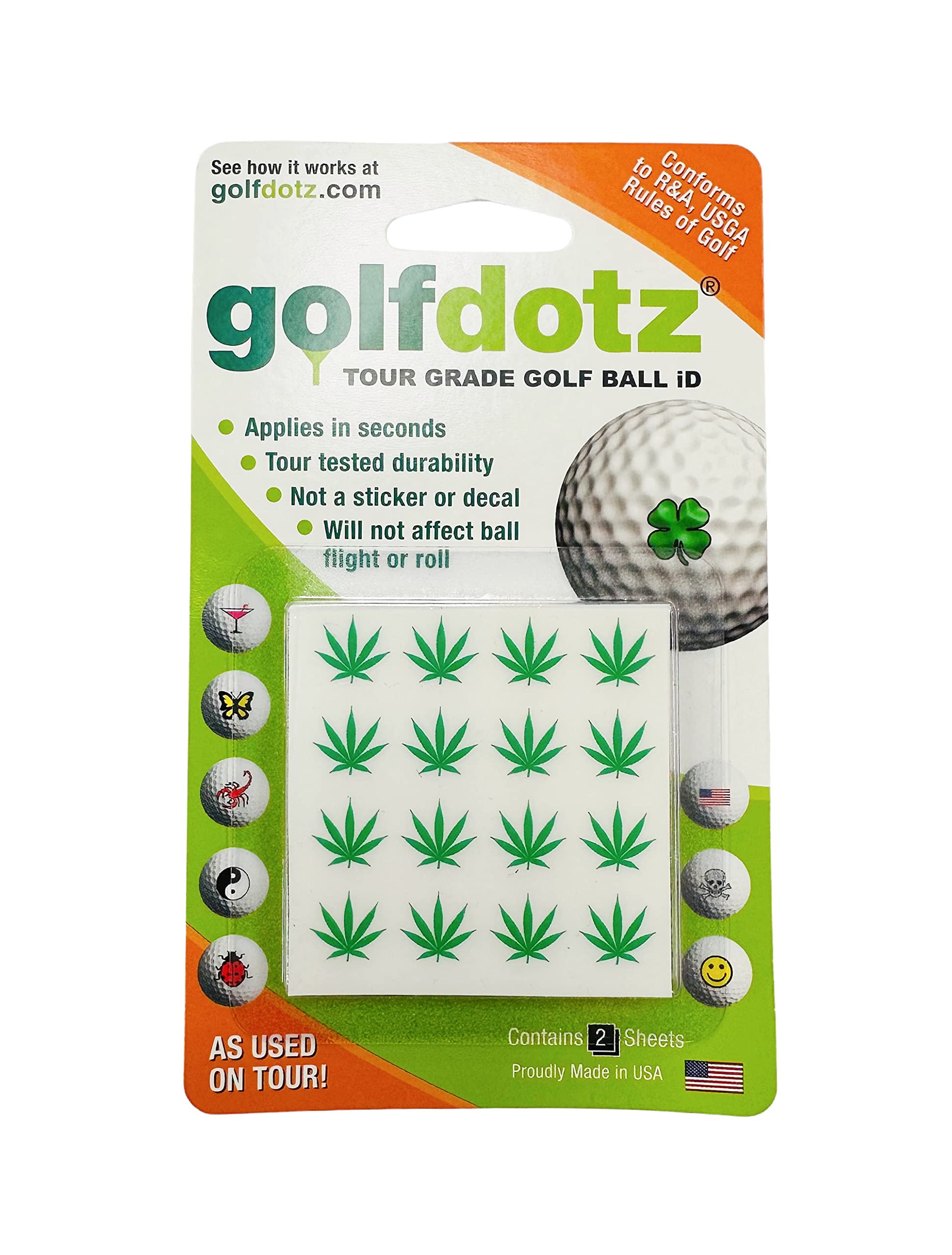 Golfdotz  Hemp Leaf Design  Golf Ball Markers  Golf Accessories  Golf Ball Customizers  32 Count