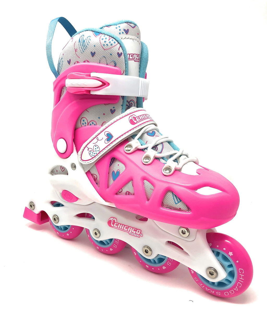 Chicago Skates Girls Inline Training Skate Combo Set - Pink/Purple - Medium Sizes 1-4