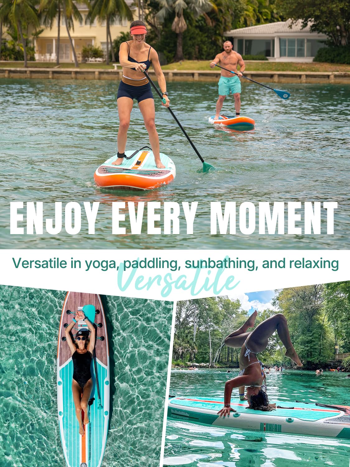 Niphean Inflatable Stand Up Paddle Board with Balanced Wing Design and SUP Accessories, Anti-Slip EVA Deck, 106 Inflatable Paddl