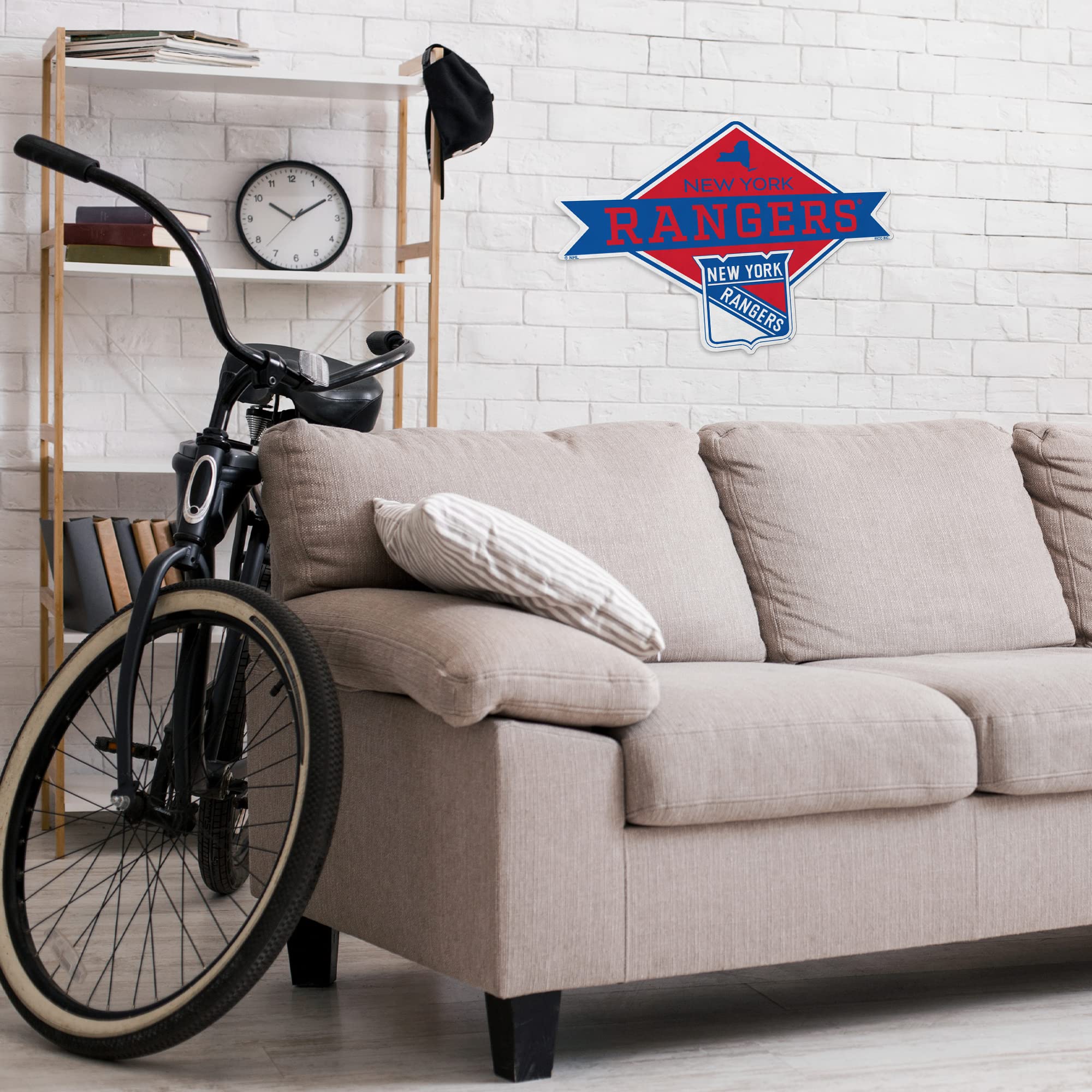 Rico Industries Nhl New York Rangers Diamond Shape Cut Pennant - Home And Living Room D  Cor - Soft Felt Ez To Hang 18X0.10X18