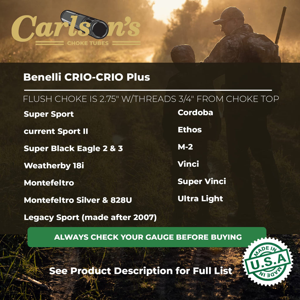Carlsons Choke Tubes 12 Gauge Compatible For Benelli Crio Plus [ Turkey | 0.650 Diameter ] Blued Steel | Extended Turkey Choke T