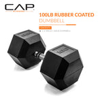 Cap Barbell Cap 100 Lb Coated Hex Dumbbell Weight, New Edition, Black, (Sdris-100)
