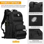 Huntvp Tactical Backpack Military Molle Backpack Hunting Rucksack Gear Assault Pack 25L Wr(Black)
