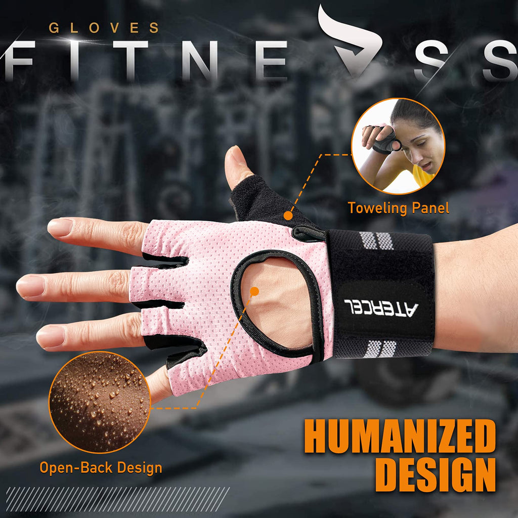 Atercel Fingerless Padded Palm Gloves Breathable With Wrist Support For Water Ski, Canoeing, Sailing, Jet Skiing, And Rowing For
