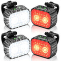 Cuvccn Bike Lights, Rechargeable Bicycle Lights Set Super Bright 8+12 Modes, IPX6 Waterproof Bike Lights for Night Riding/Cyclin