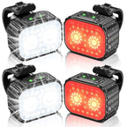 Cuvccn Bike Lights, Rechargeable Bicycle Lights Set Super Bright 8+12 Modes, IPX6 Waterproof Bike Lights for Night Riding/Cyclin