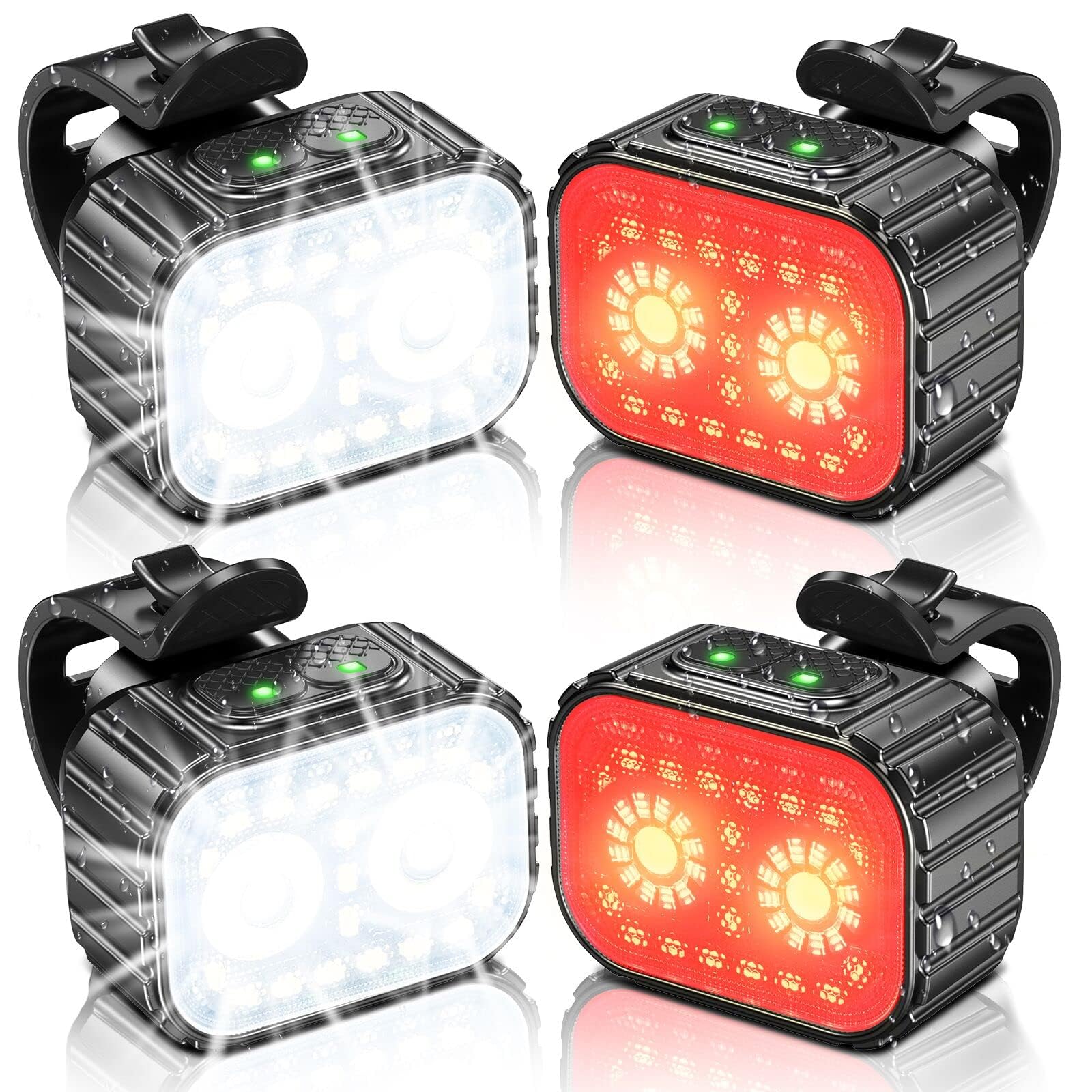 Cuvccn Bike Lights, Rechargeable Bicycle Lights Set Super Bright 8+12 Modes, IPX6 Waterproof Bike Lights for Night Riding/Cyclin
