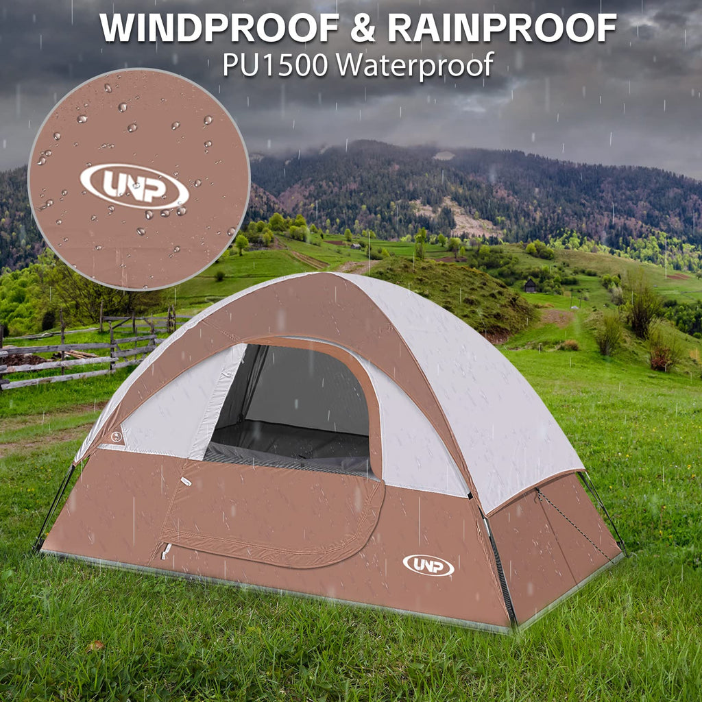 Camping Tent 2 Person, Waterproof Windproof Tent With Rainfly Easy To Set Up Portable Dome Tents For Camping
