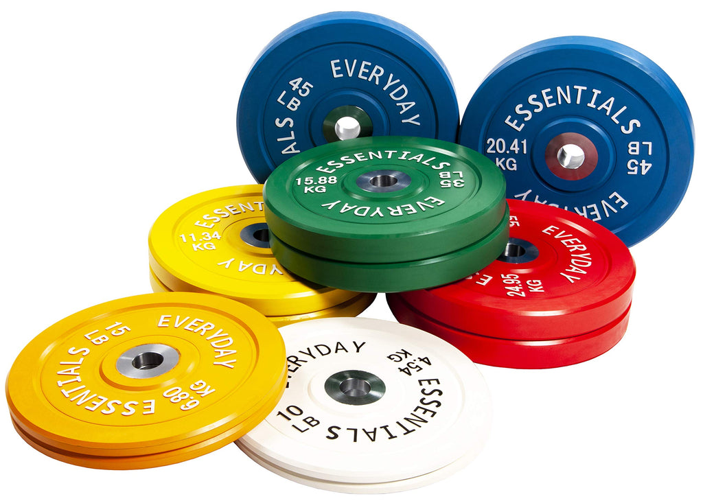 Balancefrom Color Coded Olympic Bumper Plate Weight Plate With Steel Hub, 15Lb Pair
