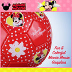 Disney Minnie Mouse Kids Soccer Ball Size 3, Dots and Daises Officially Licensed Futbol for Boys and Girls Soccer Players, Red