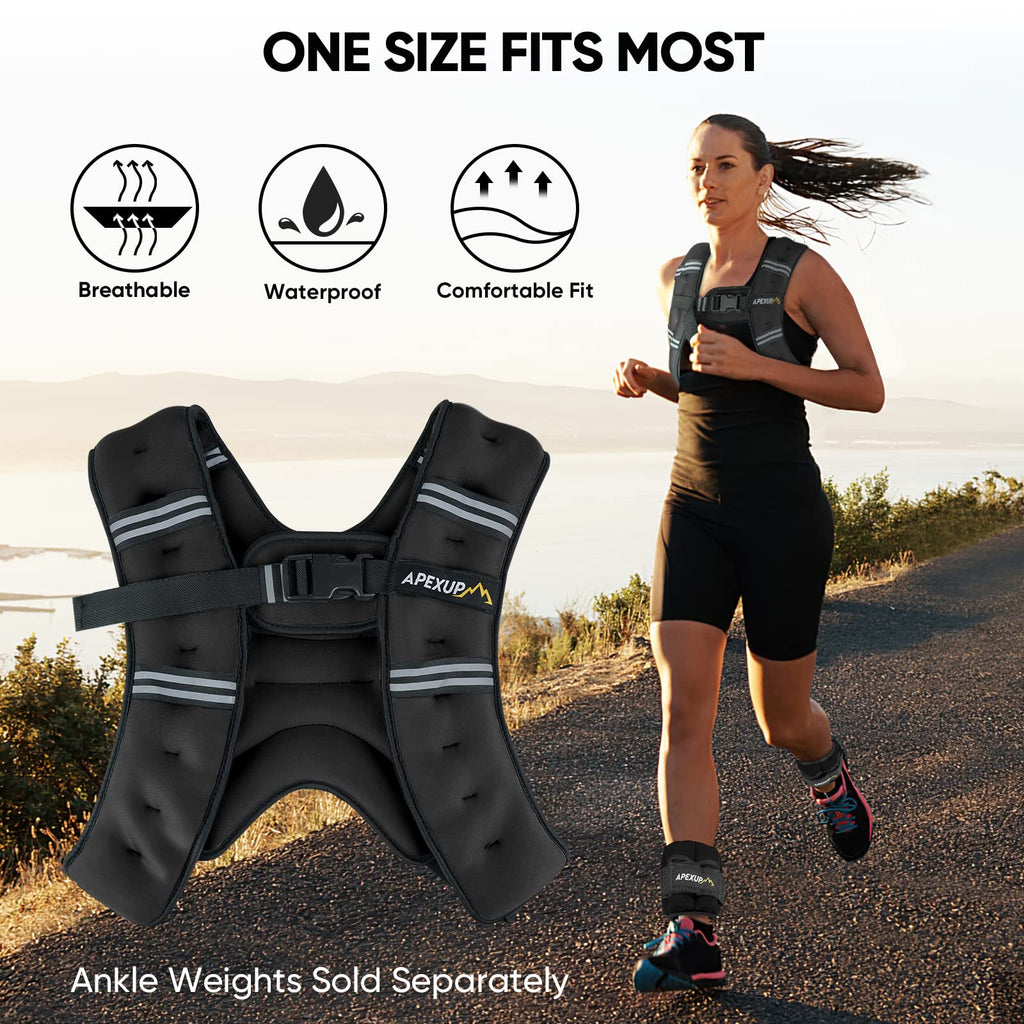 APEXUP 10lbs Weighted Vest Men Women, Weight Vest for Women Workout Equipment for Strength Training Running (Black)