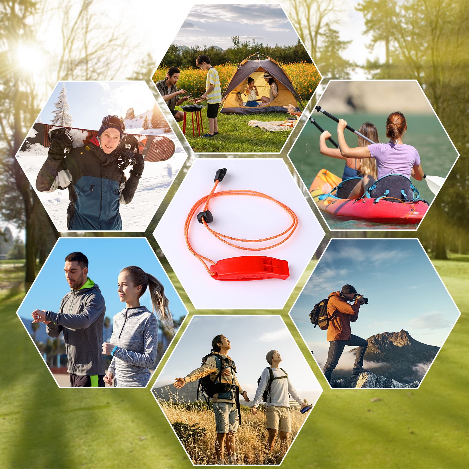 Julbear 6Pcs Safety Survival Whistles With Adjustable Reflective Lanyard Emergency Whistle