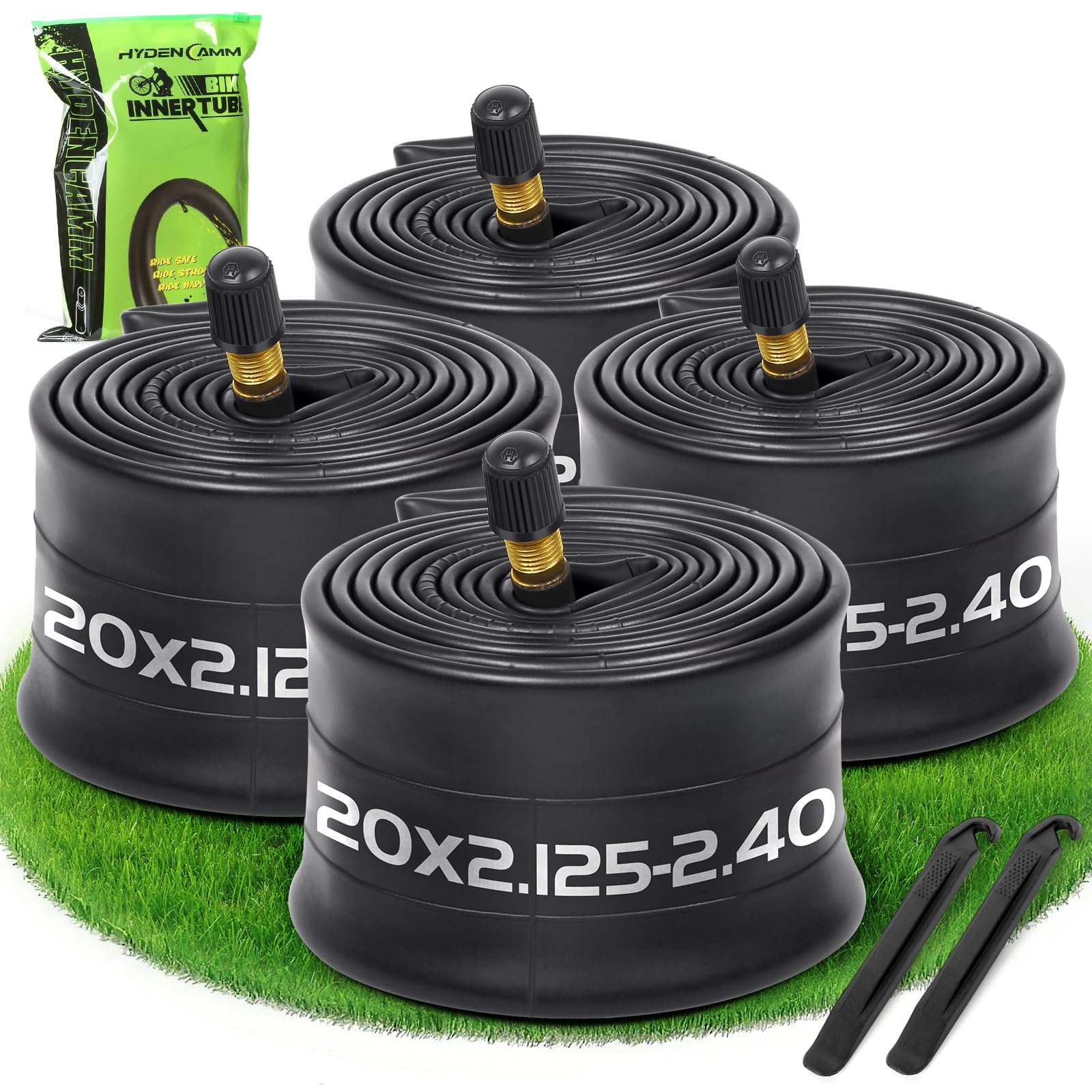 Hydencamm 4 Pack 20x2.125/2.40 Bike Tube, 20 x 2.125 Bike Inner Tube with 35mm AV Schrader Valve, Butyl 20x2.35 Bike Tube with 2