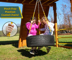 Eastern Jungle Gym Heavy-Duty 3-Chain Rubber Tire Swing Seat With Adjustable Coated Swing Chains - Swing Set Accessories