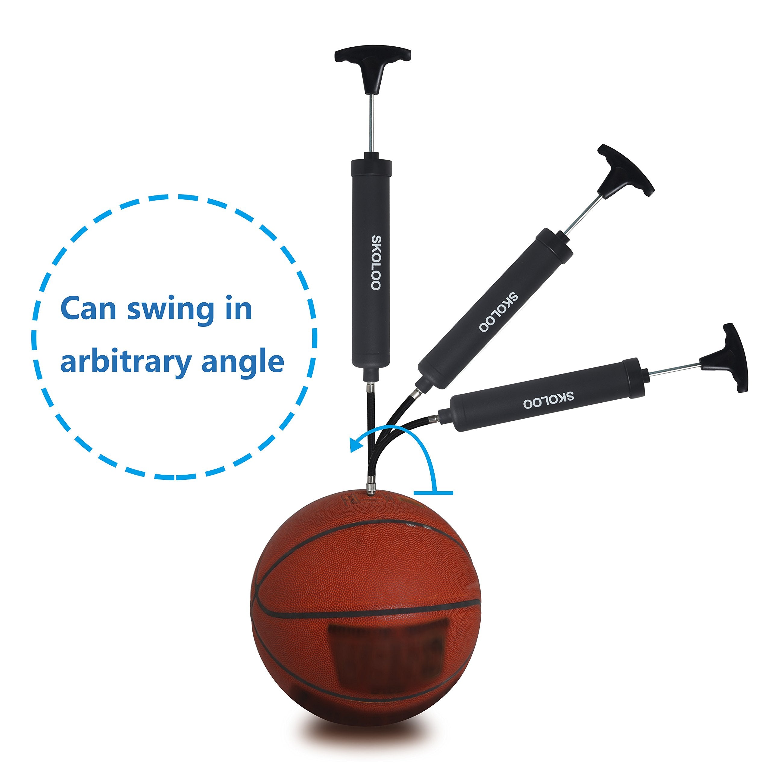 (2 Pack) Skoloo 10 '' Portable Hand Air Ball Pump Inflator Kit With Needle, Nozzle, Extension Hose For Soccer Basketball Footbal
