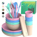 Dinethics Wheatstraw Dinnerware Sets For 4 - Alternate To Plastic Dishes - Dishwasher Safe Microwave Plates - Unbreakable Dinner