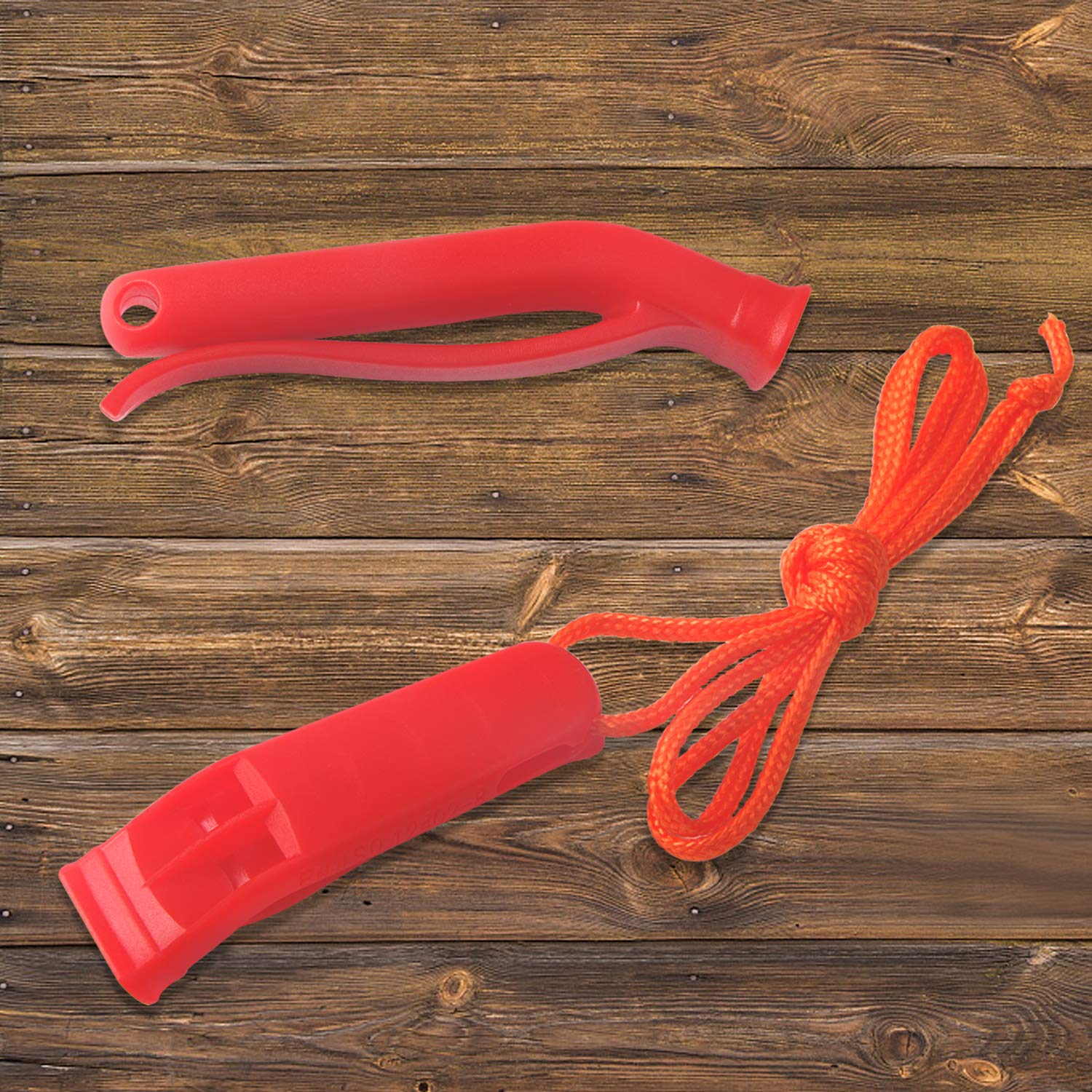 Augsun 10 Pcs Safety Whistle Marine Whistle Plastic Whistles With Lanyard For Emergency (Red And Orange)