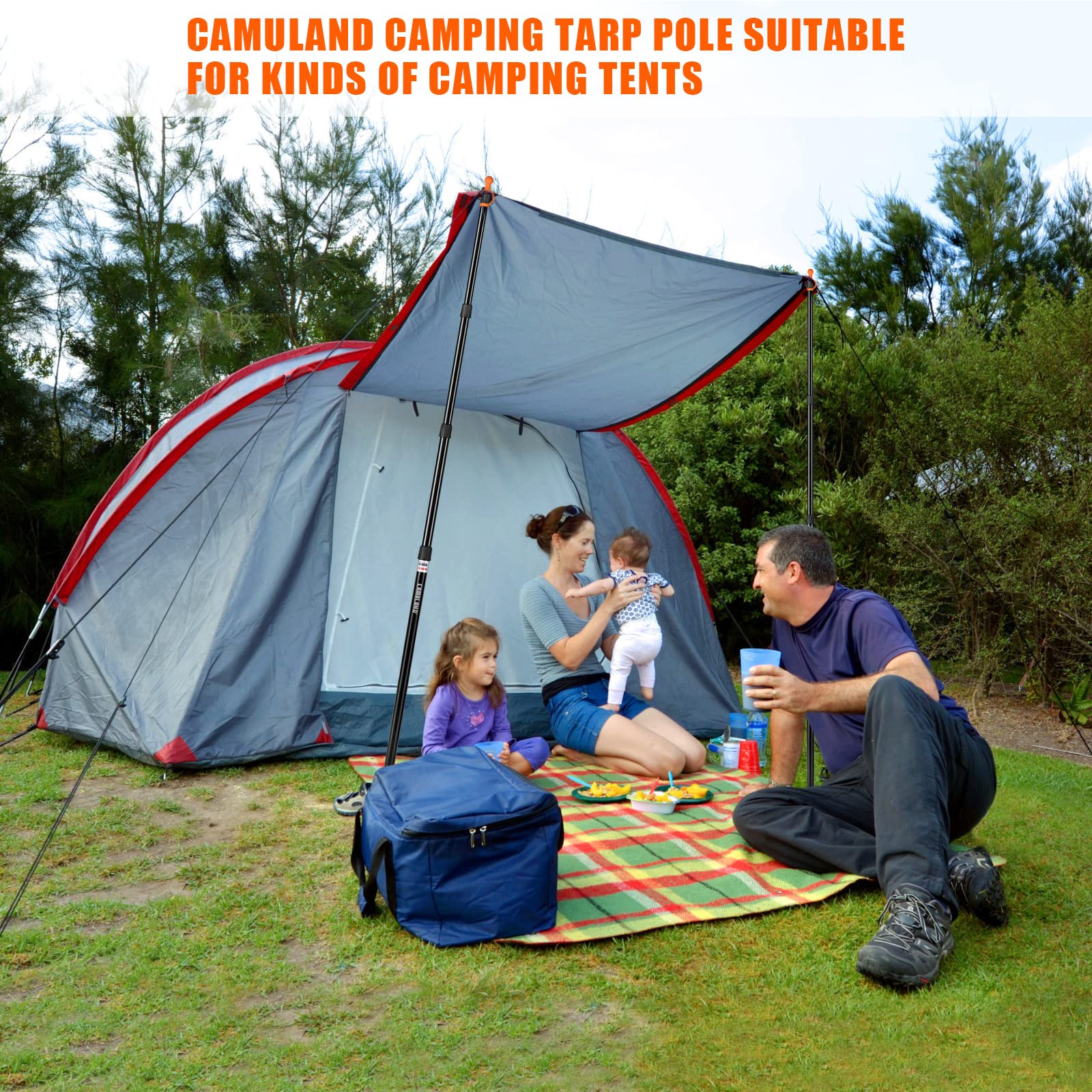 Tent Poles For Tarp, Camuland Telescoping Camping Gear Accessories Stakes For Hammock Rain Fly Sun Shade Adjustable Lightweight