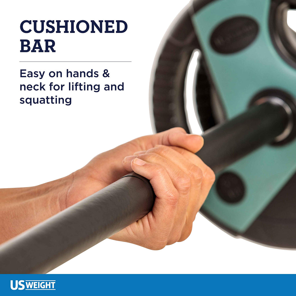 Us Weight 54 Lb Perfect Barbell Weight Set For Home Gym With 55 Padded Bar, Adjustable Weights For Exercise, Lifting And To Buil