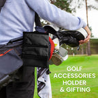 Finger Ten Golf Pouch Bag For Valuables Tee Color With 4 Golf Pencil Pack, Zippered Pocket Gear Clip Hook To Bag (Black Pouch Ba